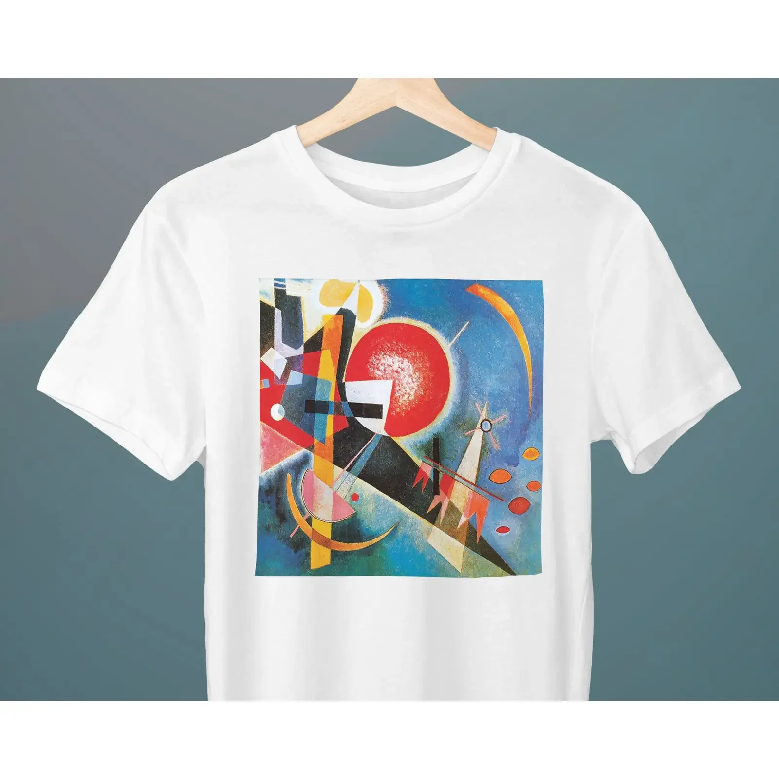 Camiseta informal con estampado de Wassily Kandinsky en azul, arte geométrico abstracto, para amantes, vintage, lavada, elegante, suave, con gráfico