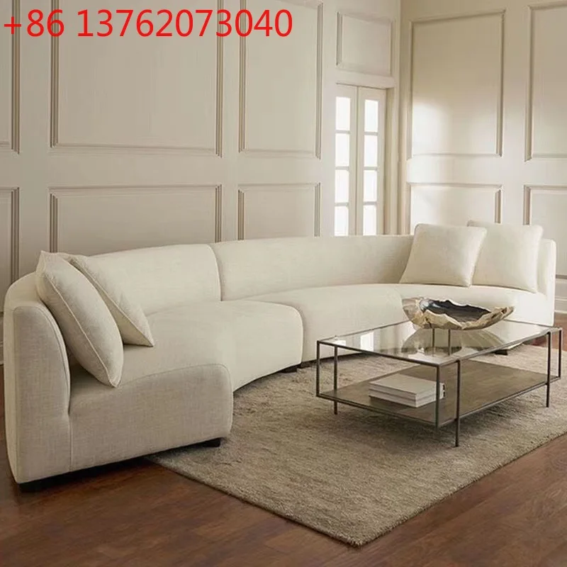 

Light luxury Italian special-shaped arc hotel reception hall sofa Nordic living room solid wood