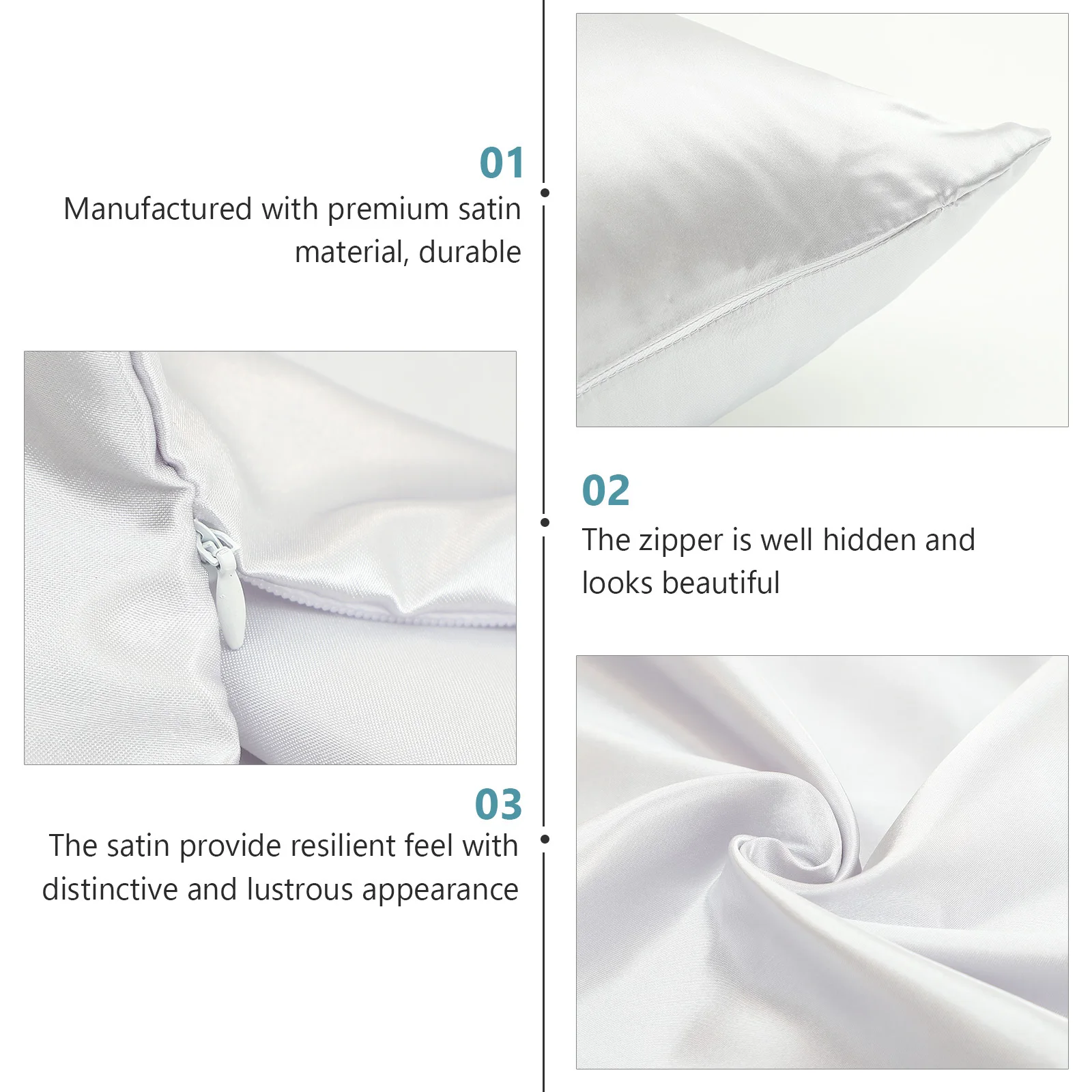 

2Pcs Square Cushion Covers Satin Pillow Case for Sofa Bed Car Decor Smooth Luxurious Feel Wrinkle Resistant Elegant Home Decor