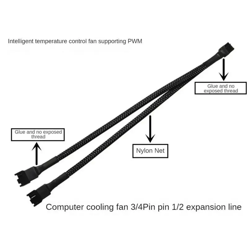 PWM Fan Splitter 4pin Adapter Cable 1 to 1 2 3 4 Computer CPU Cooler Fan Splitter PC Chassis Fan Extension Power Cable