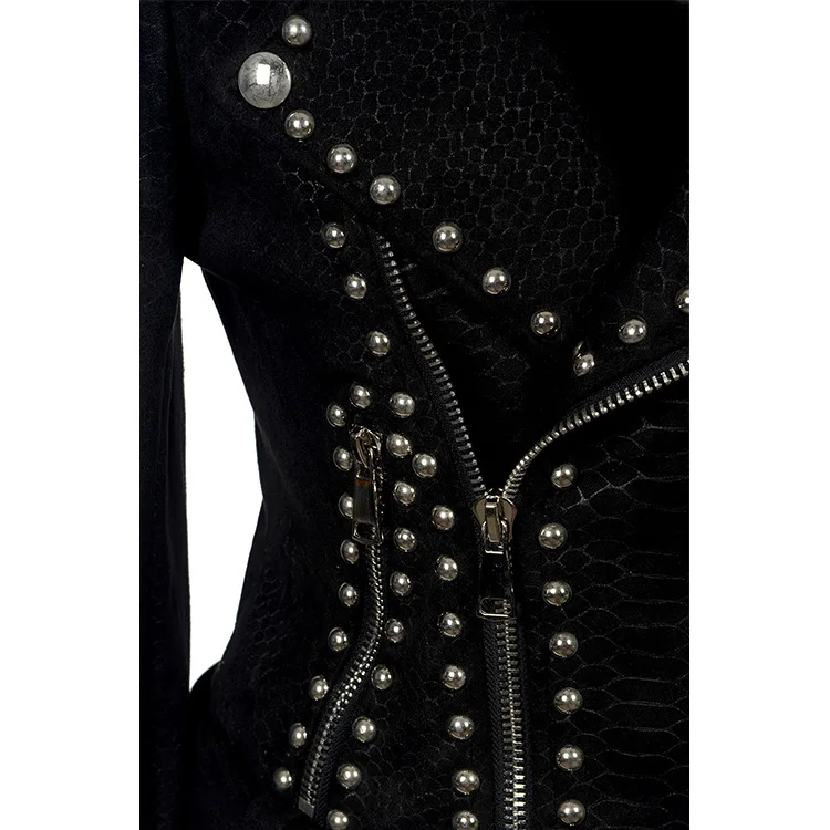 Women's Steampunk Rock Leather Jacket, Slim Fit, Short Street Dress, Gothic PU Leather Motorcycle Jacket, Zipper leather jacket