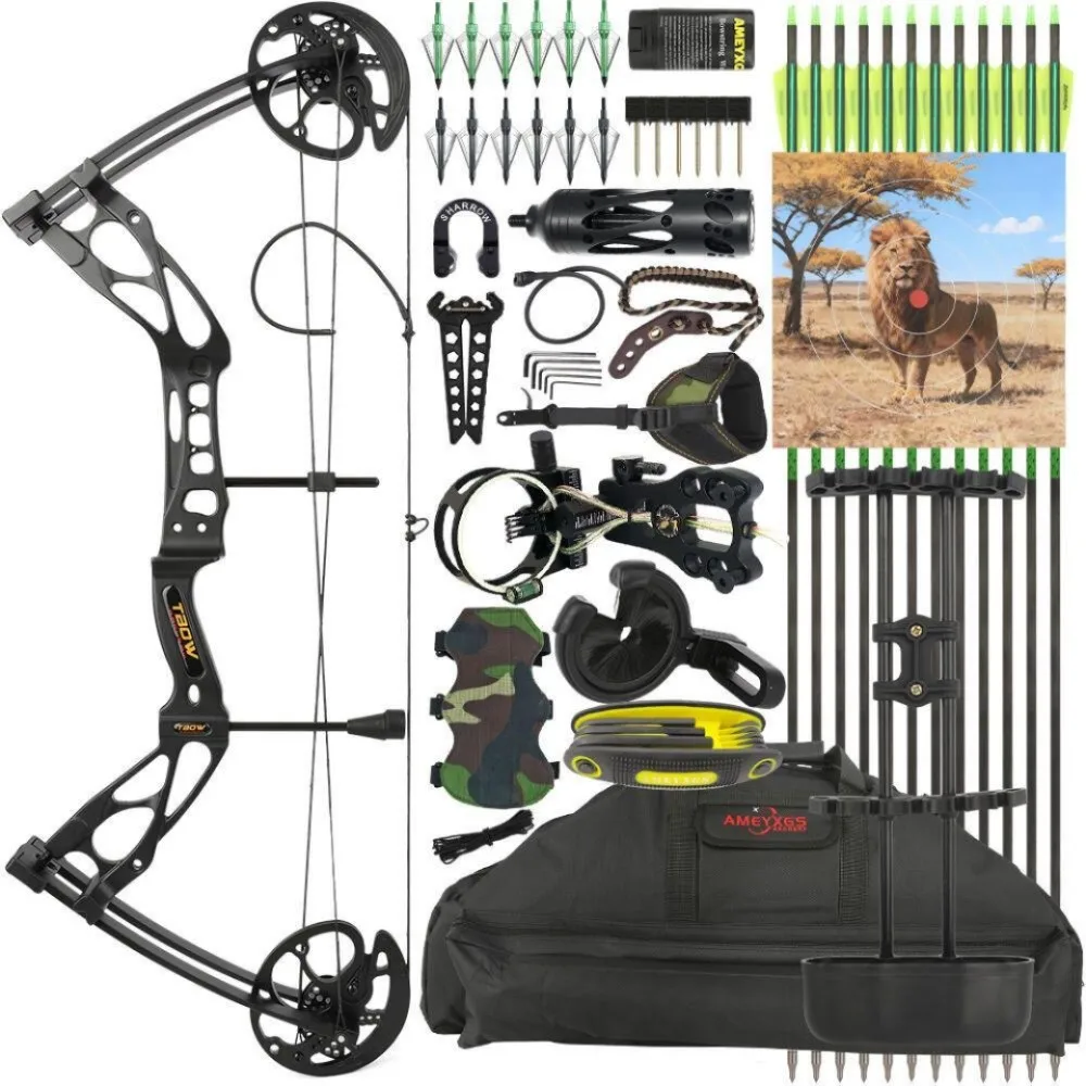 Archery M133 Compound Bow Set 0-70lbs Adjustable Draw Length Right Hand Alloy Riser Outdoor Target Shooting Hunting Bow