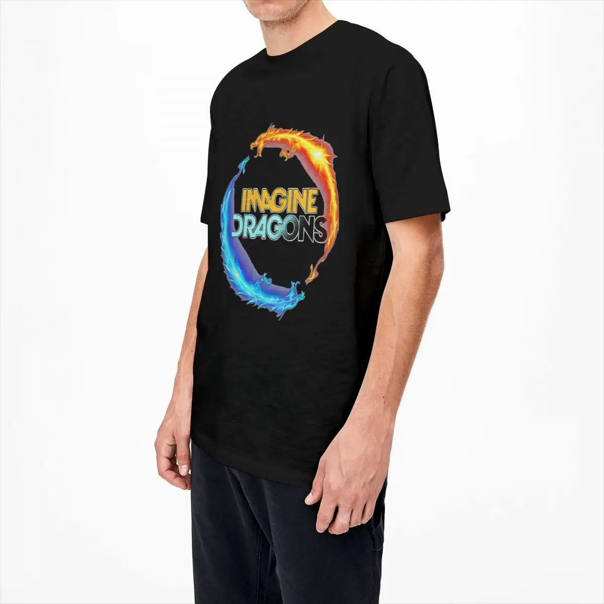 Vintage T-Shirt Imagine Dragon's Circle 100 Cotton T Shirts Rock Band Hip Hop Tee Shirt for Male Summer Y2K Short Sleeve Tees