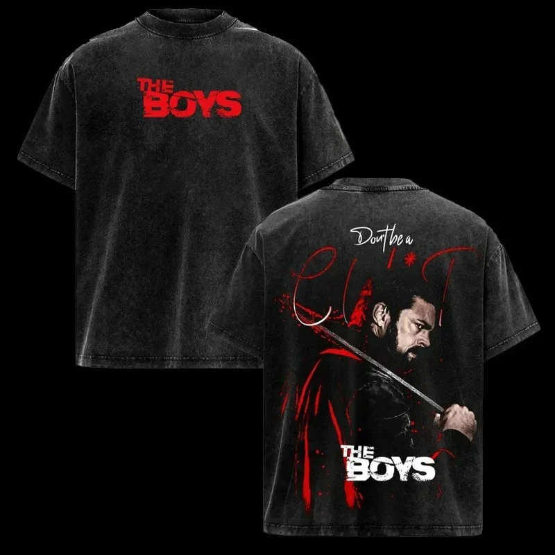 Billy Butcher Cool Print T-shirt The Boys Clothing Men Women Short Sleeve Tshirts Retro Washed T Shirt Harajuku Male Cotton Tops