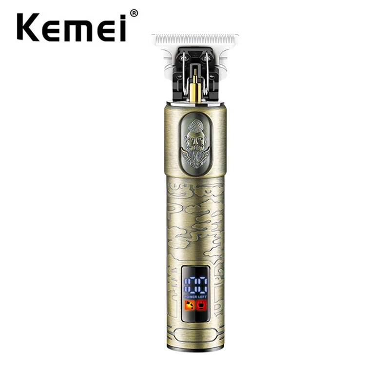 Kemei Professional Barber Hair Trimmer Zero Gapped T-Blade Edgers Hair Clipper USB IPX7 Waterproof Hair Cutting Machine for Men