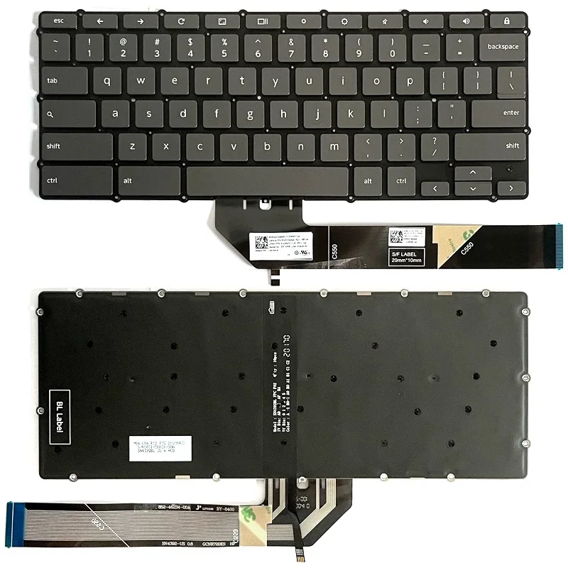 Teclado retroiluminado EE.UU./Ruso/Español para Lenovo Ideapad Flex 5 CB-13IML05 82B8,Flex 3 CB-11IGL05 CB-11M735 Chrome-11M836,SN21E95605 PT1SRB-USA