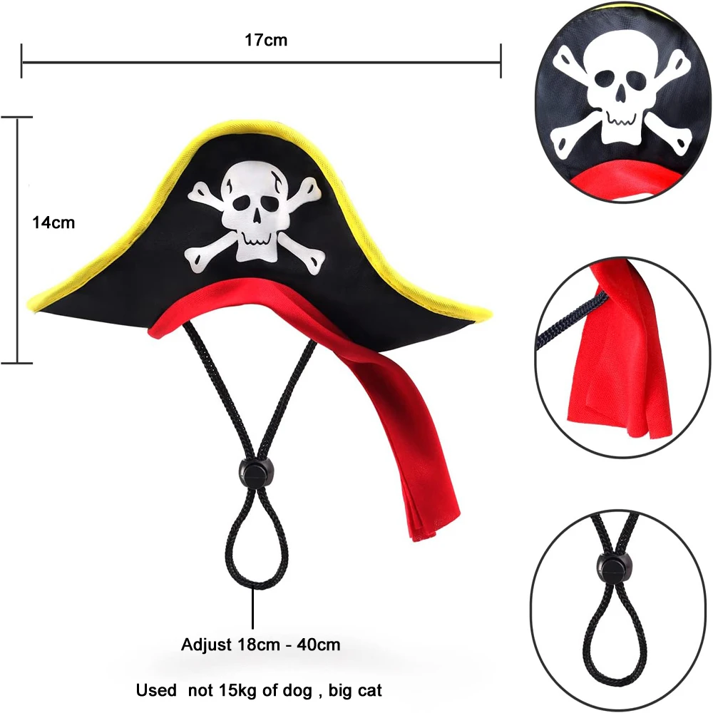 Halloween Hunde Bandana Caps mit Totenkopf Haustier Piratenhut Katzenhut Halloween Pirat Cosplay Kostüm Hund Dress Up Kostümzubehör – Detail 2