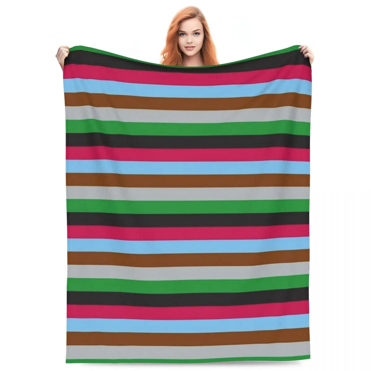 Throw Blanket Green Blue Red Gray Stripe Colorful Striped Micro Fleece Blanket Personalized Comfortable Sofa Nice Gift