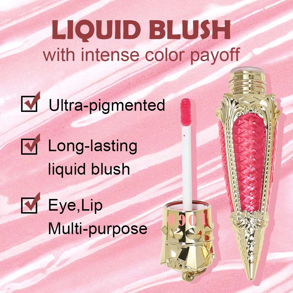 Private Label 20Colors Liquid Blush Pigment High Quality Natural Matte Color Rendering Custom Logo Makeup Rose Gold Packaging