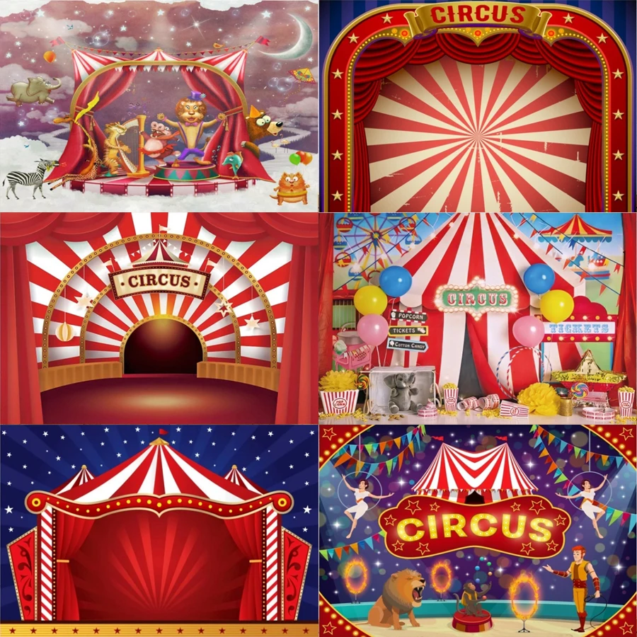 

Photography Backdrop Baby Birthday Circus Show Photocall Ferris Wheel Portrait Party Decor Background Photographic Photo Studio