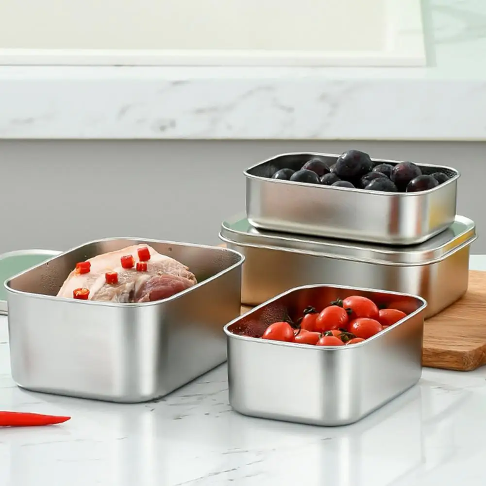 Durable Stainless Steel Crisper Reusable Lunch Box Easy to Clean Sealed Fresh-prepared Vegetable Lunch Box Store Food
