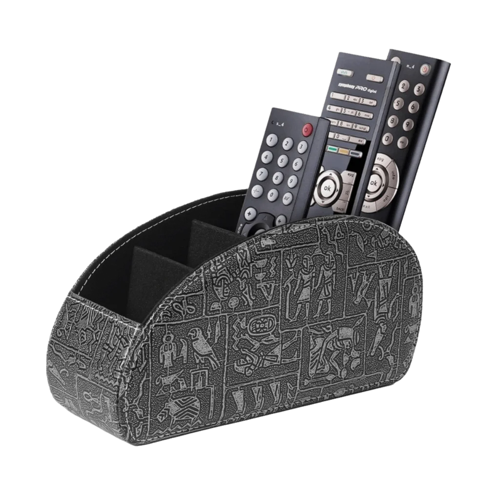 PU Leather Remote Control Holder Modern Universal Desktop Storage Box Multifunctional Multi-Device Remote Control Box
