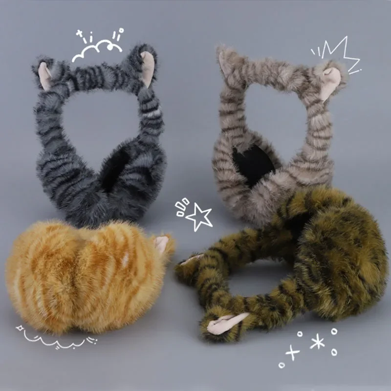 Kawaii Tiger Ears Earmuffs Winter Warm Leopard Fluffy Earplugs Cold Protection Ear Cover Cosplay Stage Performance Accessories