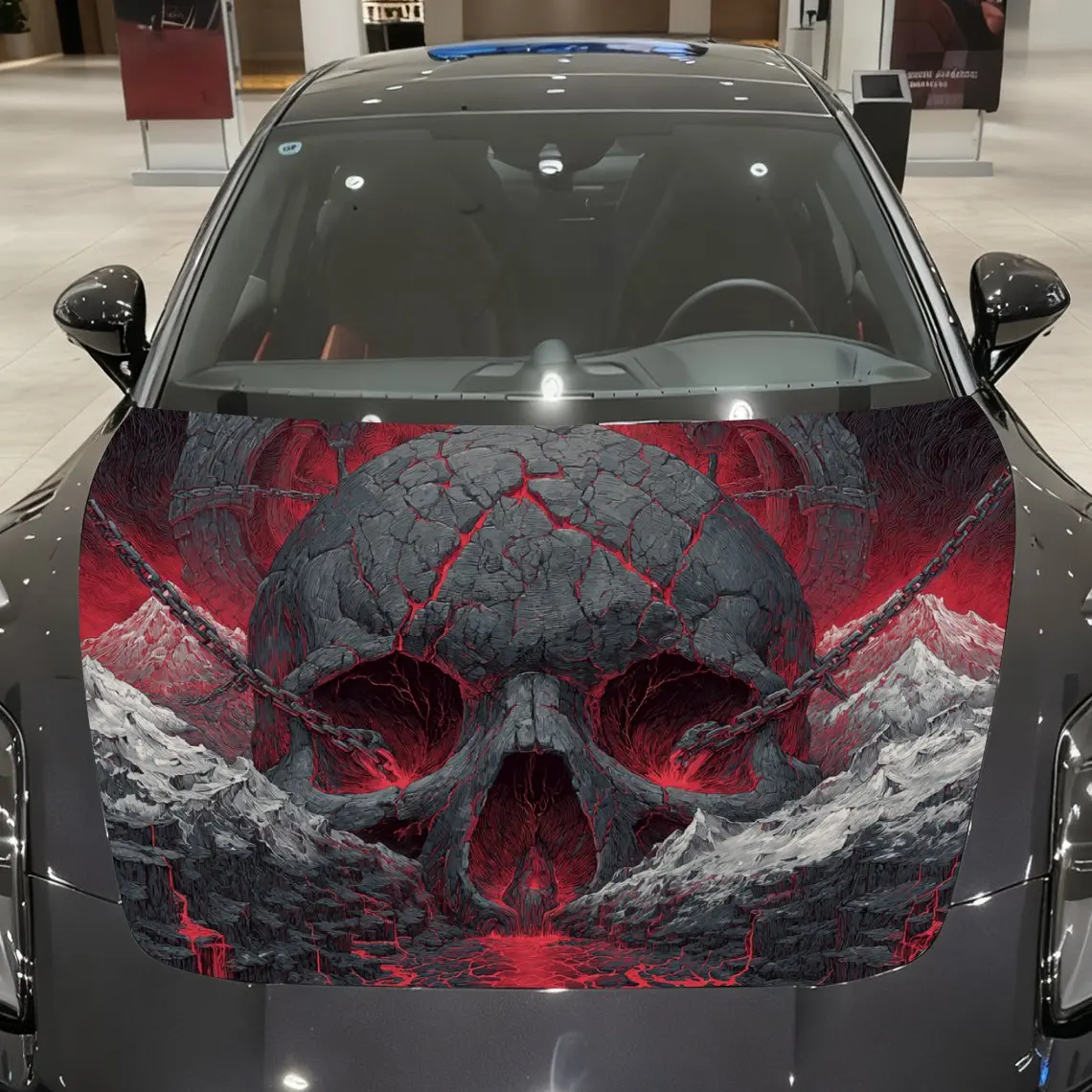 

Наклейки на капот автомобиля The Snow Capped Mountains Imprison Skull-виниловые наклейки из ПВХ, наклейки на капот автомобиля с графическим рисунком, модные аксессуары для грузовиков