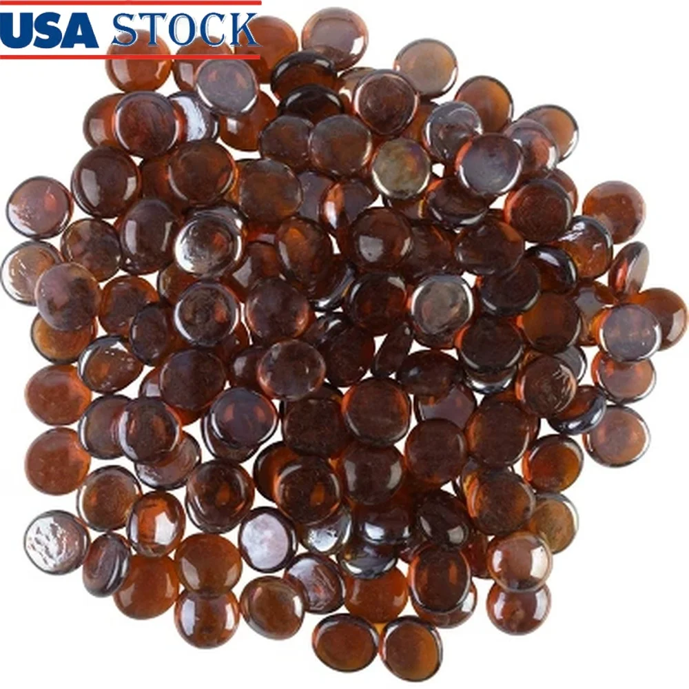 

10lbs Amber Fire Glass Fire Pit Table Decorative Filler Heat Resistant Tempered Glass Landscaping Vase Aquarium DIY Projects