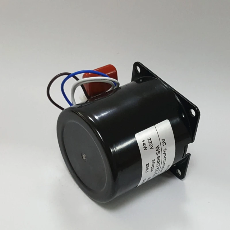 AC220V 14W Gear Motor AC Motor 60KTYZ Permanent Magnet Synchronous Motor Center Shaft 7mm with Hole for For Egg Incubator BBQ