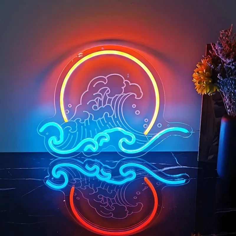 Wave Wall Neon Light Sign Sunrise Sunset LED Neon Sign USB Dimmable for Bedroom Party Hotel Club Home Wall Decor Birthday Gift
