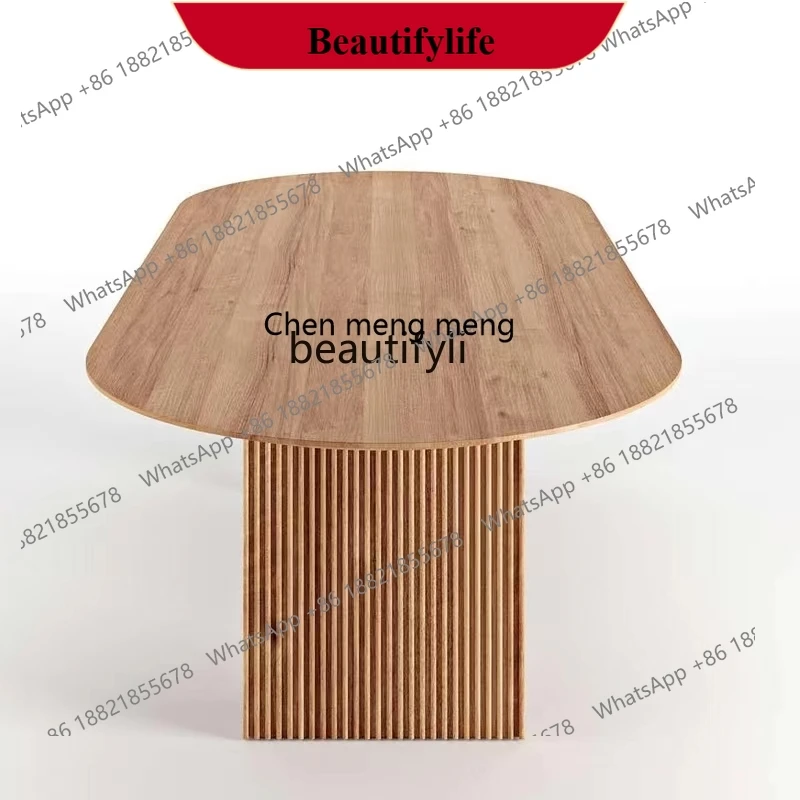 z183 Nordic rectangular island table solid wood dining table household medieval dining table black walnut color desk