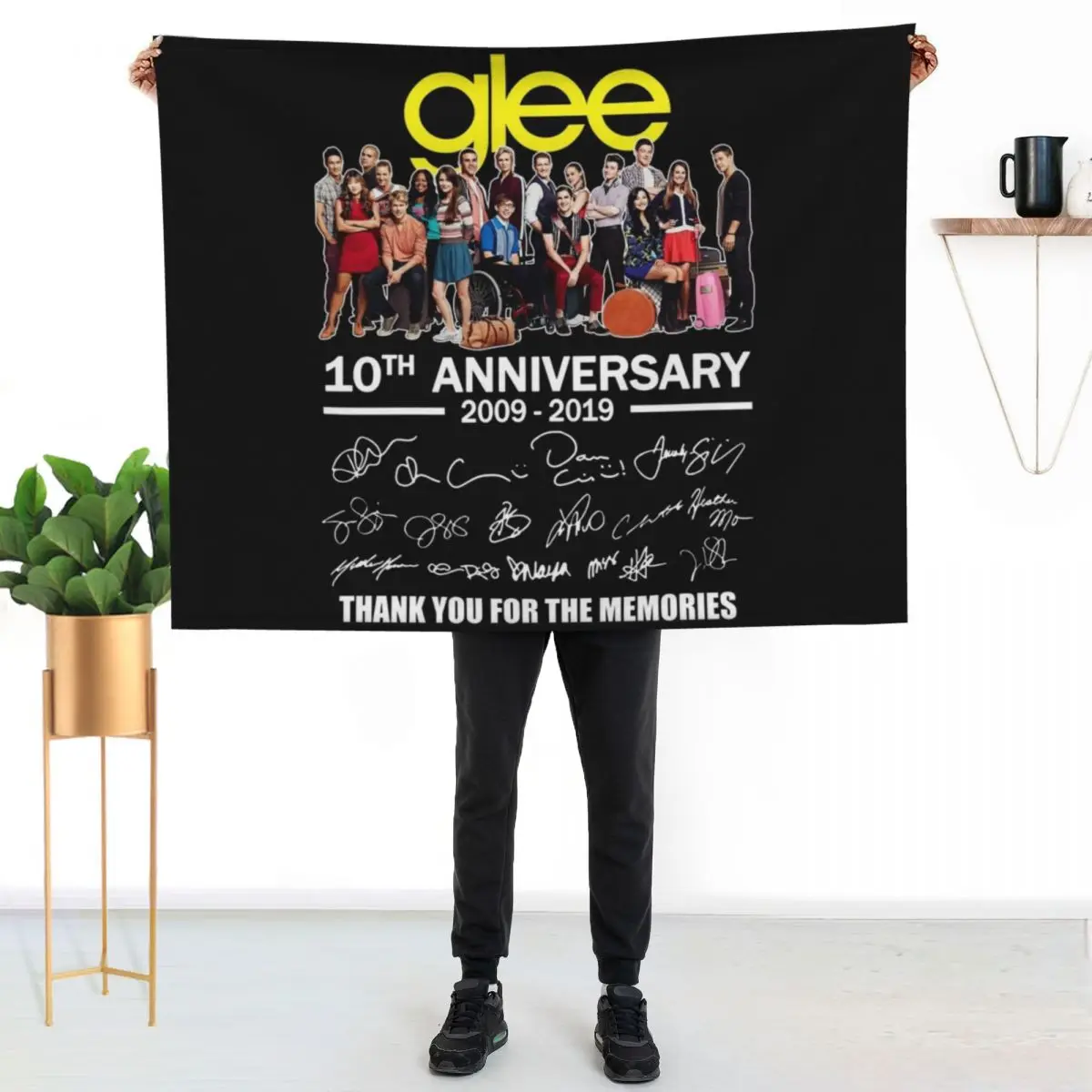 #Glee 10Th Anniversary All Cast Signed Thank You Throw Blanket Luxury Brand Baby Vintage Multi-Purpose Heavy Blankets