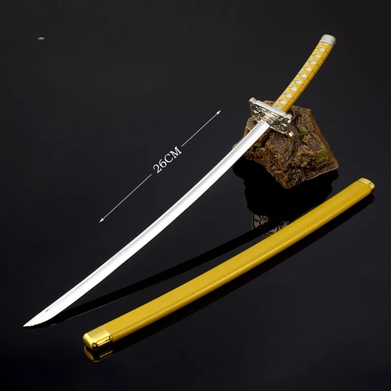 26cm Coyote Starrk Japanese Popular Animation Model Uncut Samurai Katana Sword Metal Crafts Ornament Model Collections kids Toys