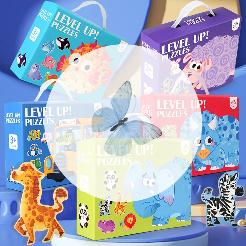 أحجية الصور المقطوعة الورقية للأطفال، لعبة ألغاز الصور المقطوعة على شكل حيوانات كرتونية، مجموعة هدايا ألعاب تعليمية مبكرة للأطفال #1