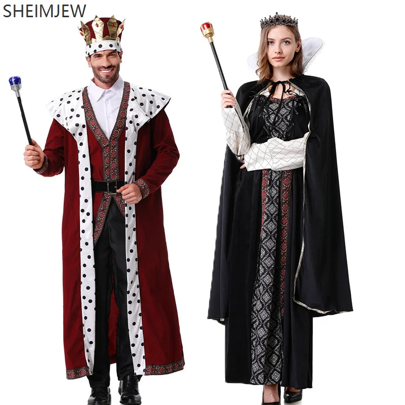 

Royal Vintage Court King Queen Cosplay Couple Costumes Medieval Renaissance Noble Masquerade Fancy Dress Carnival Party Dress Up