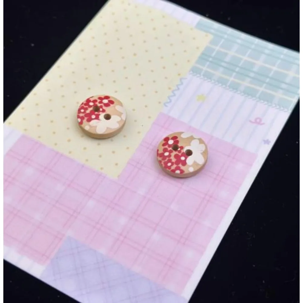 10pcs 15mm Red Flower Wooden Button for Cardigan Sweater Kid DIY Apparel Sewing Supplies Clothes Cute Natural Wood Craft