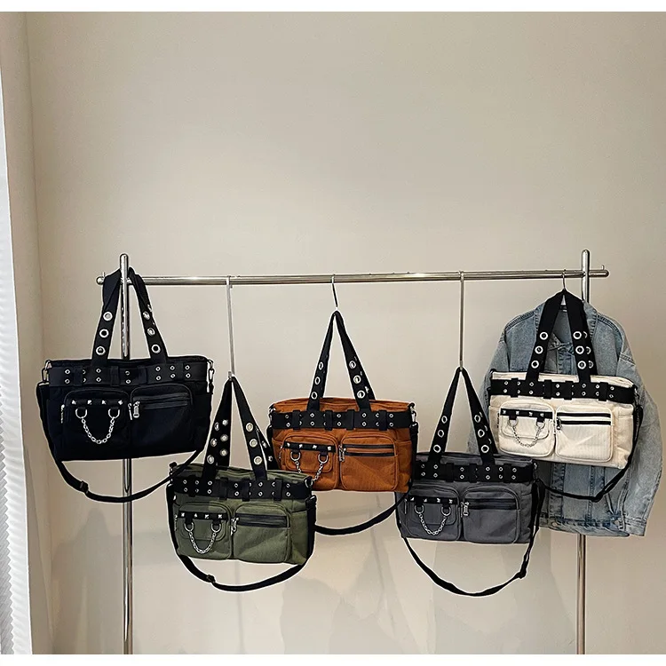 

Женская сумка-тоут из вельвета в полоску, женская сумка с заклепками, сумка на одно плечо, сумка-тоут для поездок на работу, сумка через плечо.