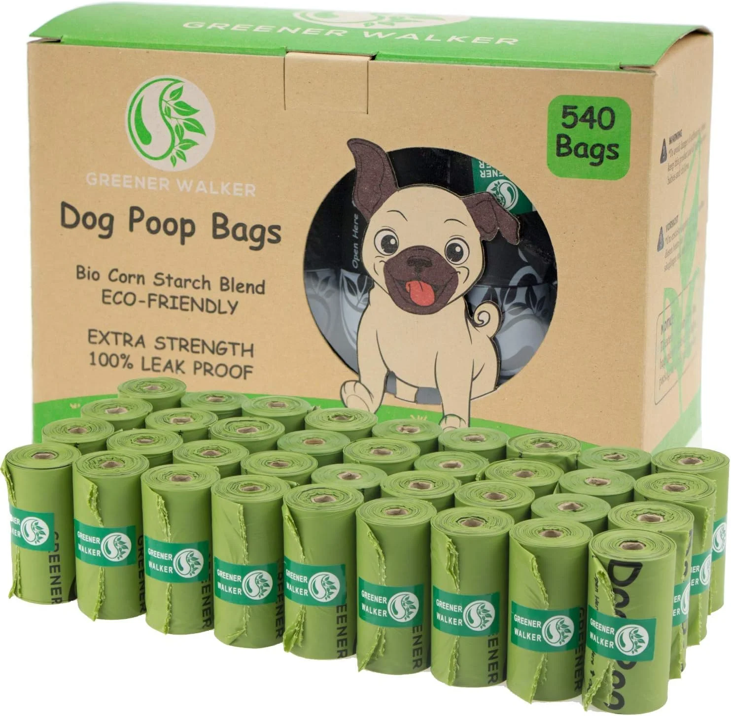 Dog Poop Bags - 540 Bags, Extra Thick 100% Leakproof Dog Waste Bags (Green) Super Elastic