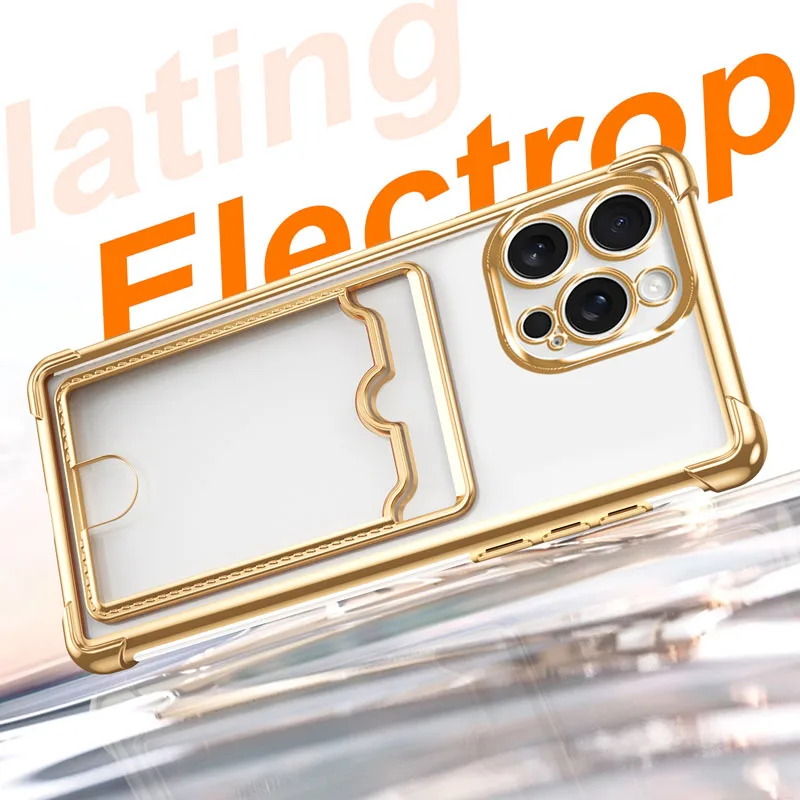 Galvanotecnica Trasparente Può Inserire La Cassa Del Telefono Della Carta Per iPhone 17 Pro Max 16 15 14 13 12 11 Protezione Della Lente Della Copertura Posteriore
