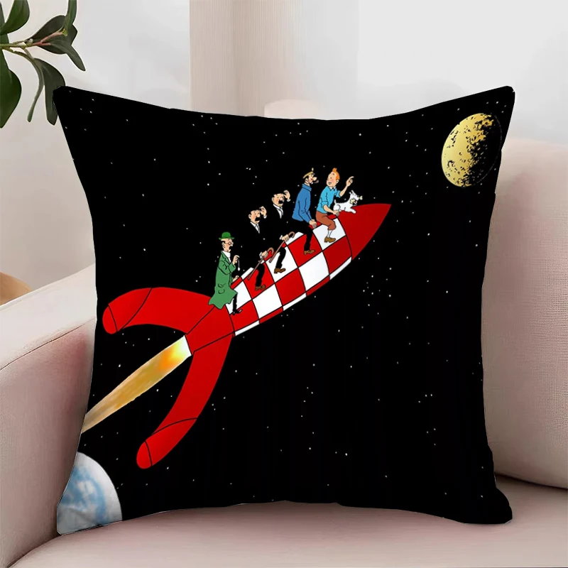 T-The Adventures of Tintins Decorative Pillowcase 40x40 Pillow Cover 45x45 Cushions Covers Home Decoration Bed Pillowcases Cases