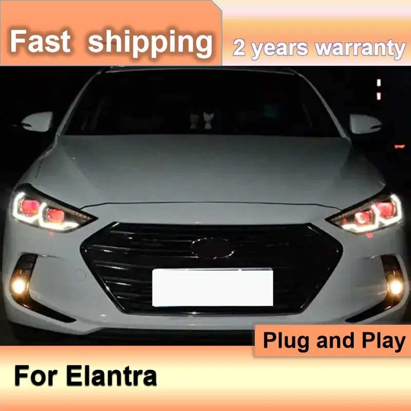 Car Accessories for Hyundai Elantra Headlight 2016-2020 Elantra Headlamp  DRL Turn Signal High Beam Projector Lens