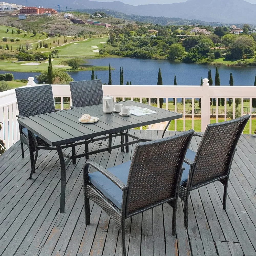 

Outdoor Wicker Dining Chairs, Patio Rattan Dining Chairs, Restaurant Chair with Removable Cushions, Firepit Armchair w/Armrests