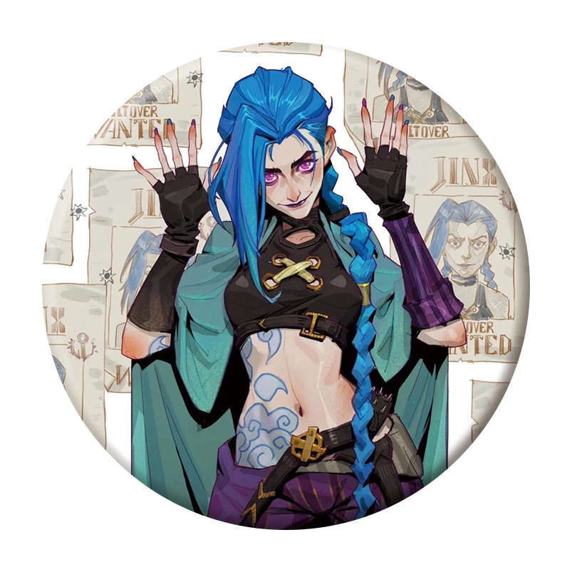 Anime Arcane Season 2 Vi Jinx Caitlyn Pin Brooch Cartoon Figure League of Legends Badge Bag Accessories Cosplay Jewelry Fan Gift