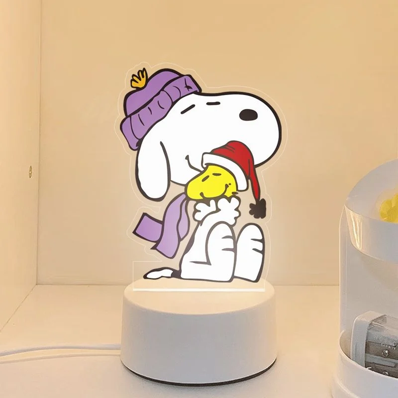 Kawaii Snoopy Night Light LED Cartoon Desk Lamp Desktop Ornament Children Bedroom Decorate Supplies Accessories Birthday Gifts