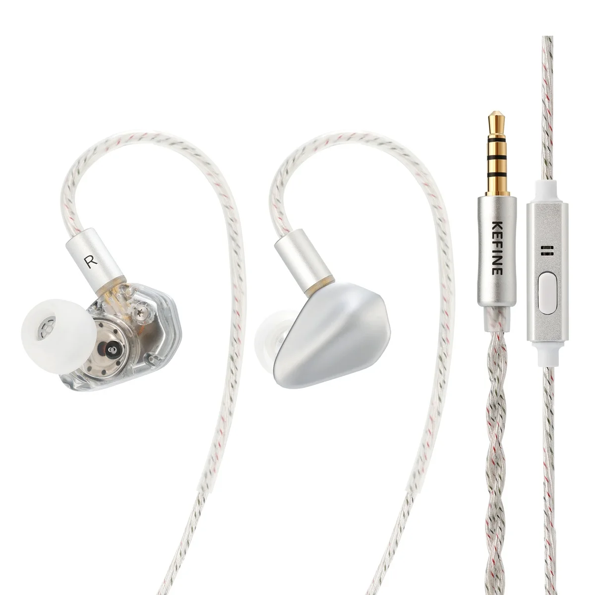 KEFINE Loric PU + titanium composiet membraan in-ear monitor oortelefoon transparante behuizing met frontplaat van zinklegering