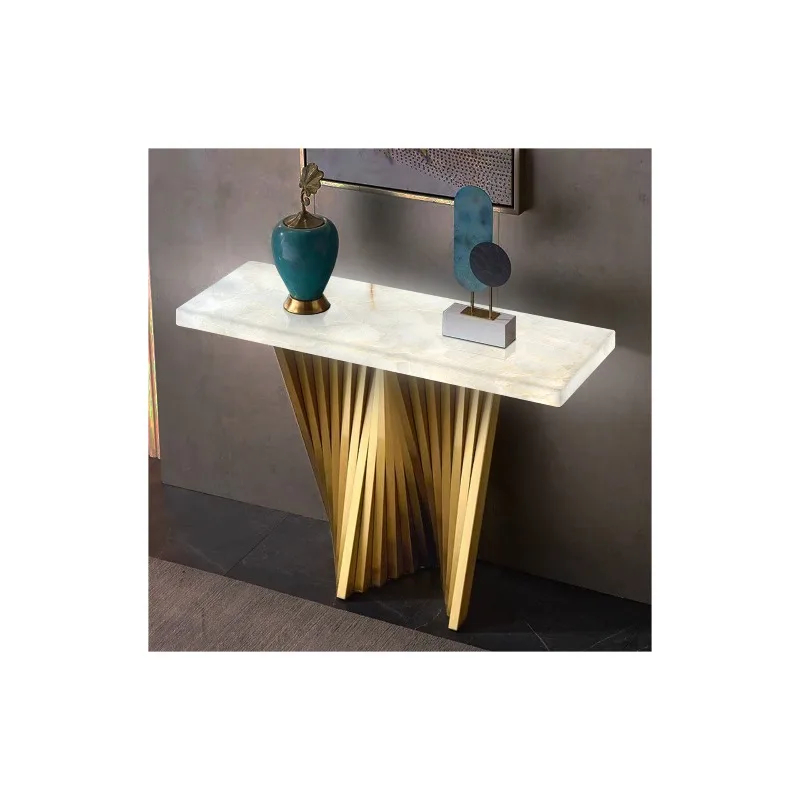 

Luminous jade entrance table modern simple light luxury living room corridor villa metal