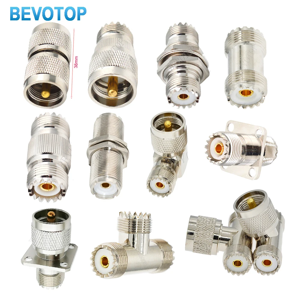 1PCS UHF SO239 PL259 T Type 3 Way Splitter Connector SO239 to SO239 Right Angle Male Female Adapter Fast Delivery Copper Brass