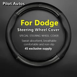 For Dodge Steering Wheel Cover Leather Carbon Fiber Fit Charger Challenger SRT Nitro Avenger Caliber Rampage Hornet Dart Viper