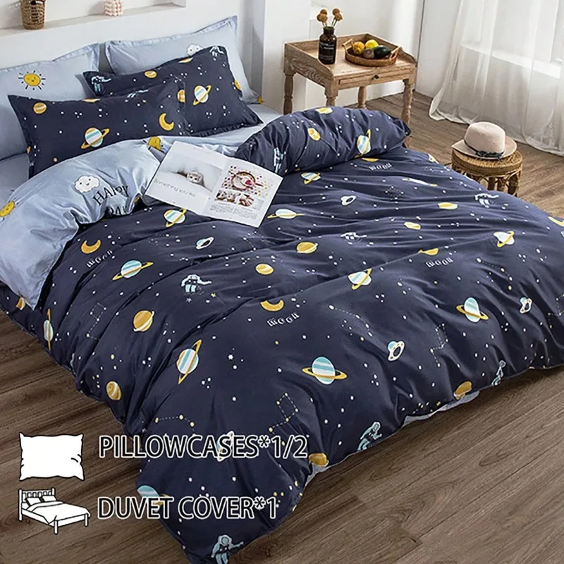 

3pcs Aloe Vera Quilt Set For Bedroom Apartment Student Dormitory Printing Popular (1pc quilt set +2pcs pillowcase)