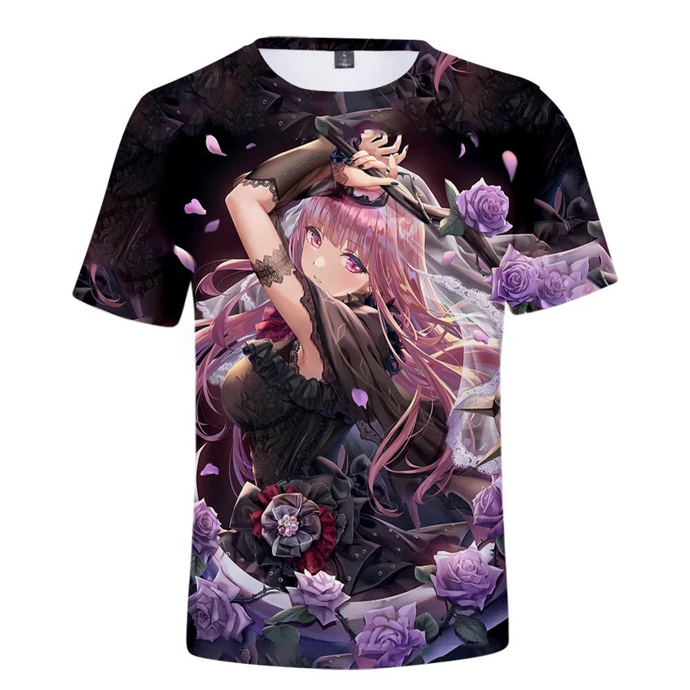 HOLOLOLIVE VTuber Mori Calliope 3D camiseta impressa para homens e mulheres, roupas preppy, streetwear de rua, estilo kawaii, primavera e verão