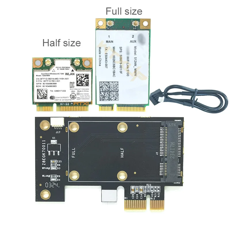 Mini PCI-Express to PCIE X1 for Mini PCI-E Wifi Adapter 7260HMW 3160HMW desktop converter Dual-Band Support Bluetooth