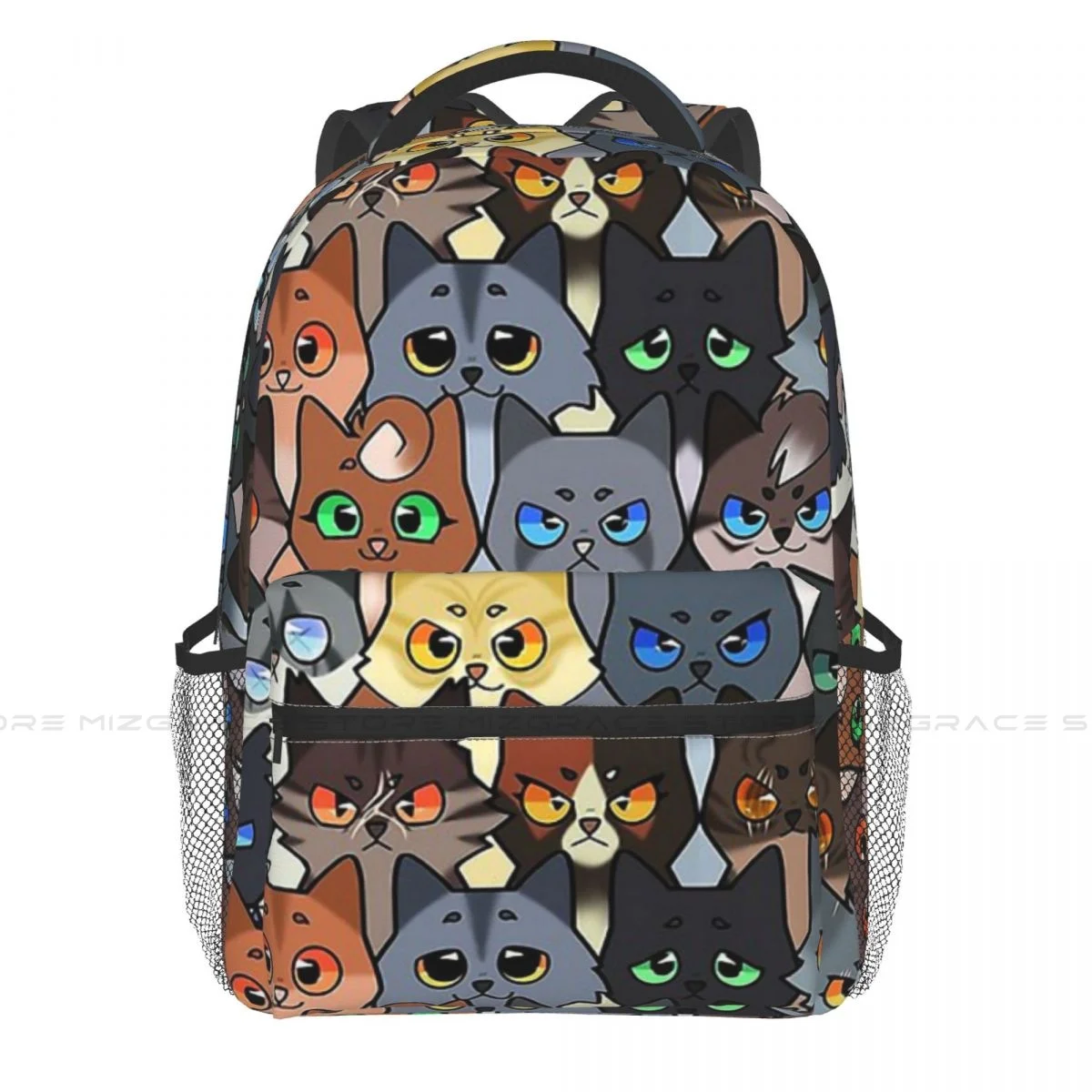 Warrior Kits Backpack for Girls Boys Cat Lover Art Travel Rucksack Daypack for Teenage School Laptop