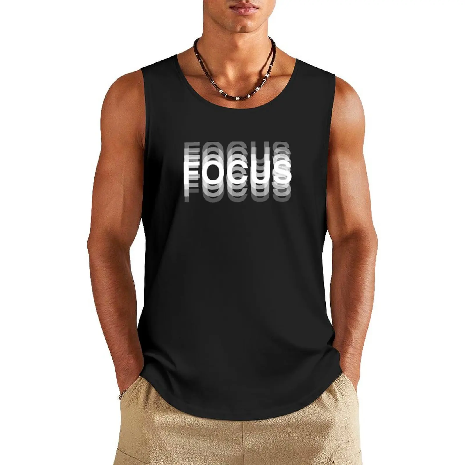 Focus - Optical Illusion Tank Top anime t-shirts summer clothes man 2024 summer 2024 gym Men's t-shirts