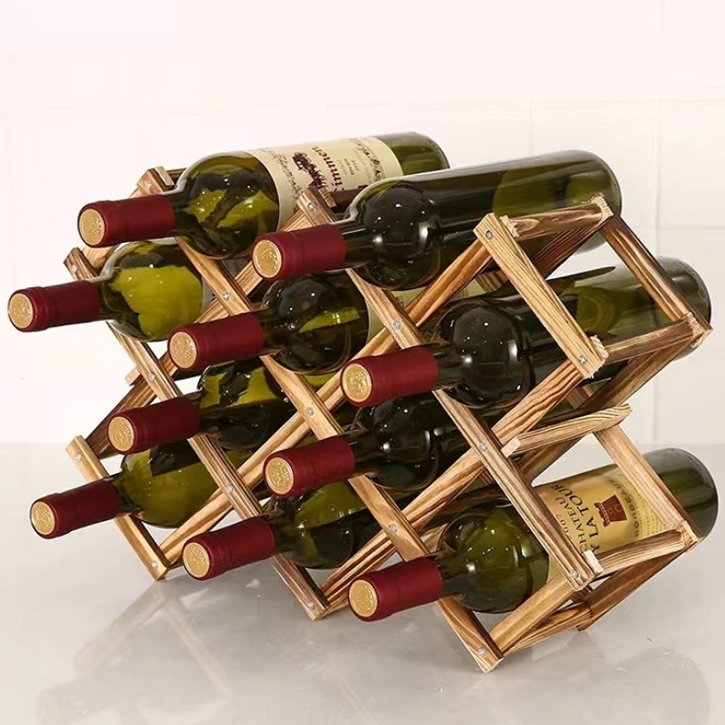 

Collapsible Wooden Wine Bottle Racks Cabinet Decorative Display Stand Holders Wooden Wine Shelves Red Wine Bottles Organizers