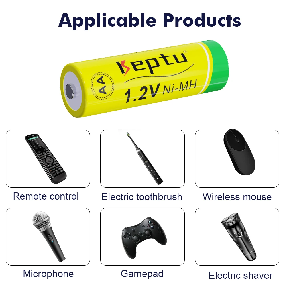 KEPTU Batteria Ni-MH ricaricabile AA NiMH 1.2V 2200mAh Batterie precaricate AA Batterie a bassa autoscarica + Caricatore LCD