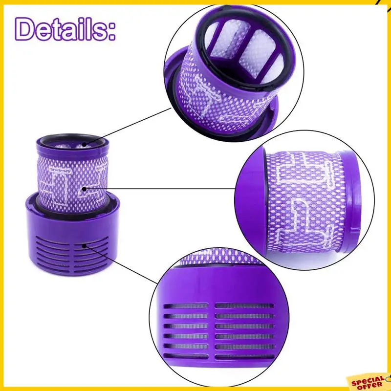 A24P 6 عبوات من فلاتر HEPA البديلة V10 لـ Dyson V10 SV12، رقم الجزء. 969082-01، قابل للغسل وإعادة الاستخدام