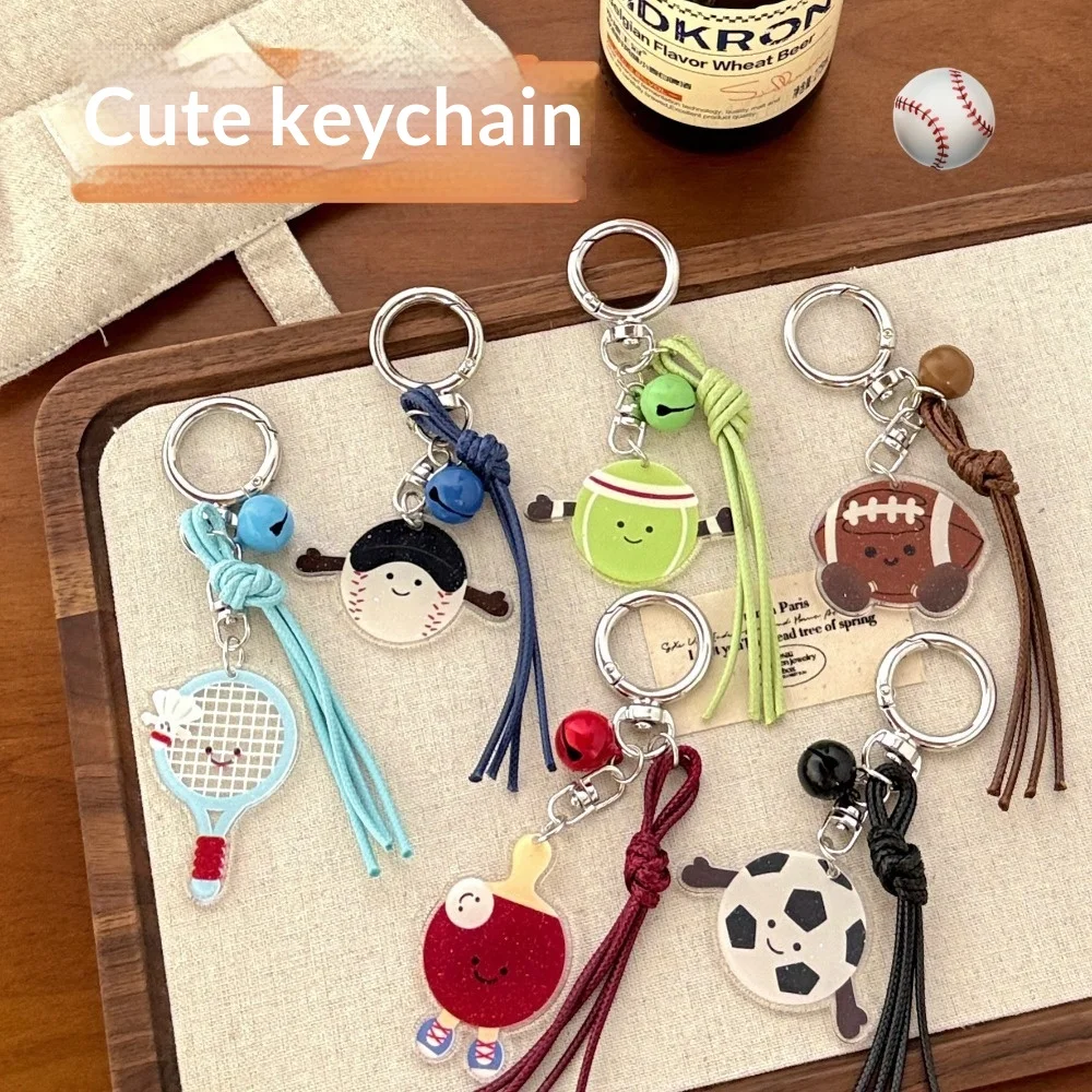 Creative Sports Ball Keychain Bag Charms Acrylic Pendant Tennis Football Soccer Badminton Cute Gift for Backpack Bag