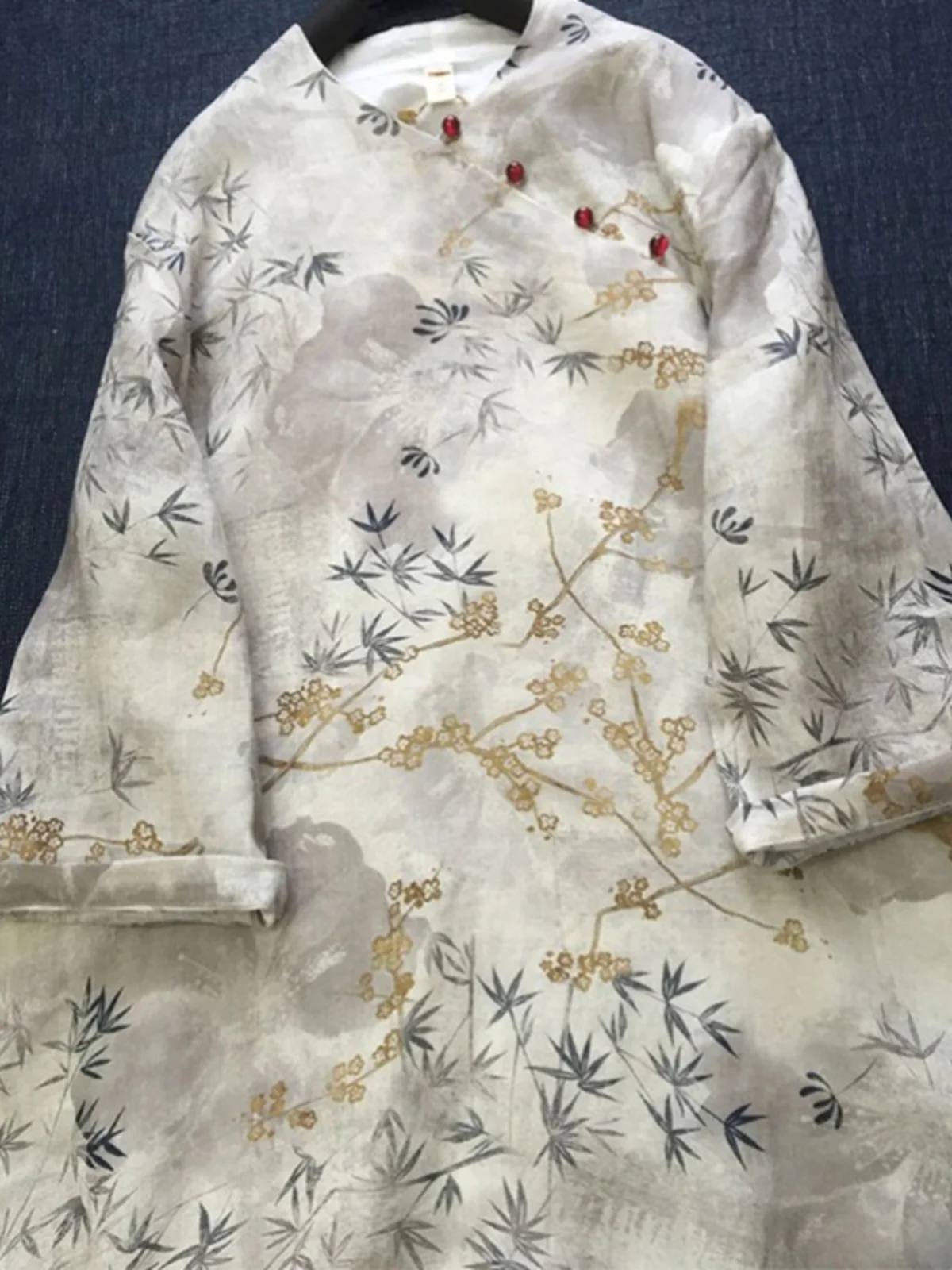 Ele algodão linho Dr com estampa ort Sve saia evasê V-Ne de camada dupla para mulheres verão Faion