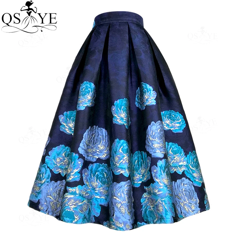 Red Flower Black A line Overskirt Skirt Colorful Heavy Satin Women Overlay Evening Skirt Long Box Pleated Maxi Party Dresses